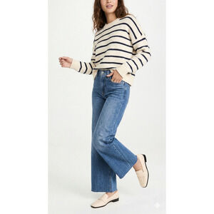 FRAME le slim palazzo raw fray jeans in crossings wash high waisted size 30